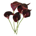 Deep Purple Calla Lily Bouquet Burgundy Artificial Flowers Modern Home Decor Wedding Floral 5 Stems