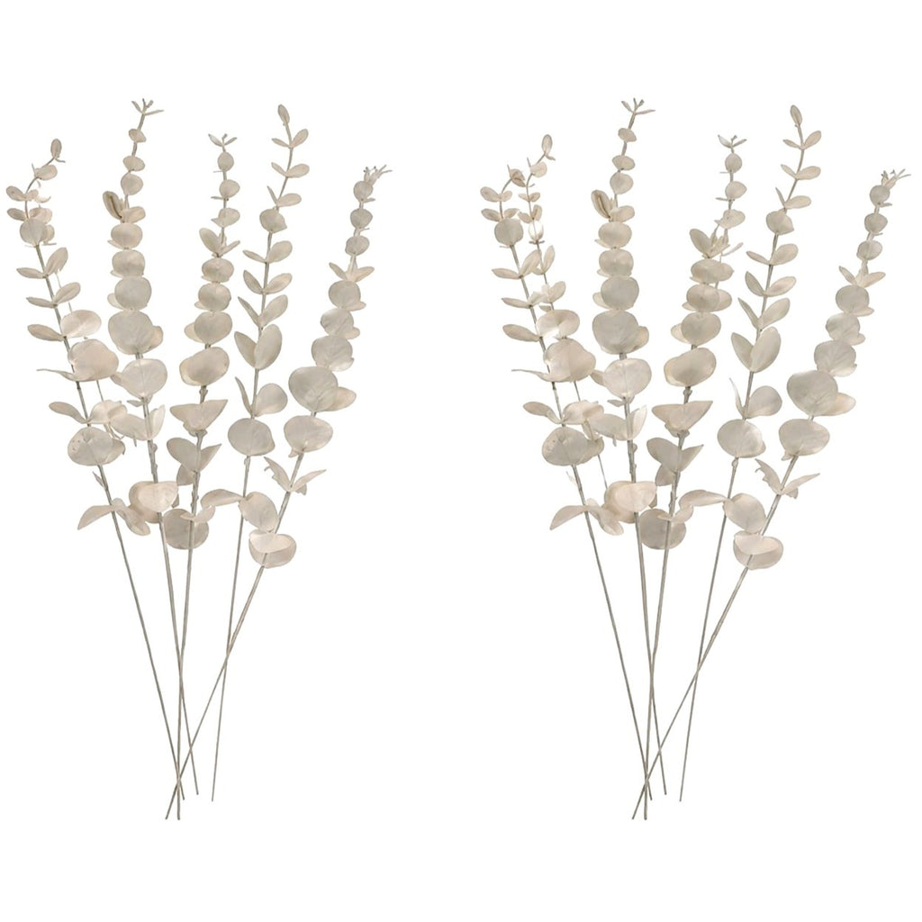 White Eucalyptus Stems Set of 10 Faux Eucalyptus Branches White Greenery Wedding Decor Wreath Supply Floral Arrangement Vase Fillers