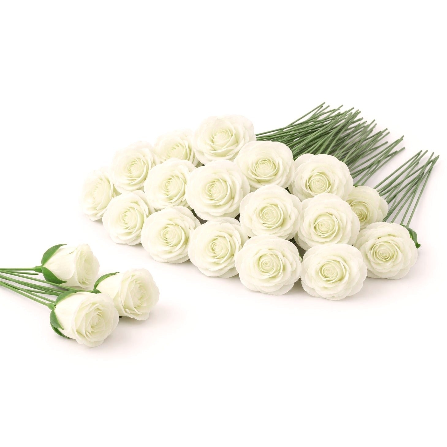 White Artificial Roses Pack 25 Foam Bloom Bridal Bouquet Corsage Boutonniere Wreath DIY Floral Wedding Decor