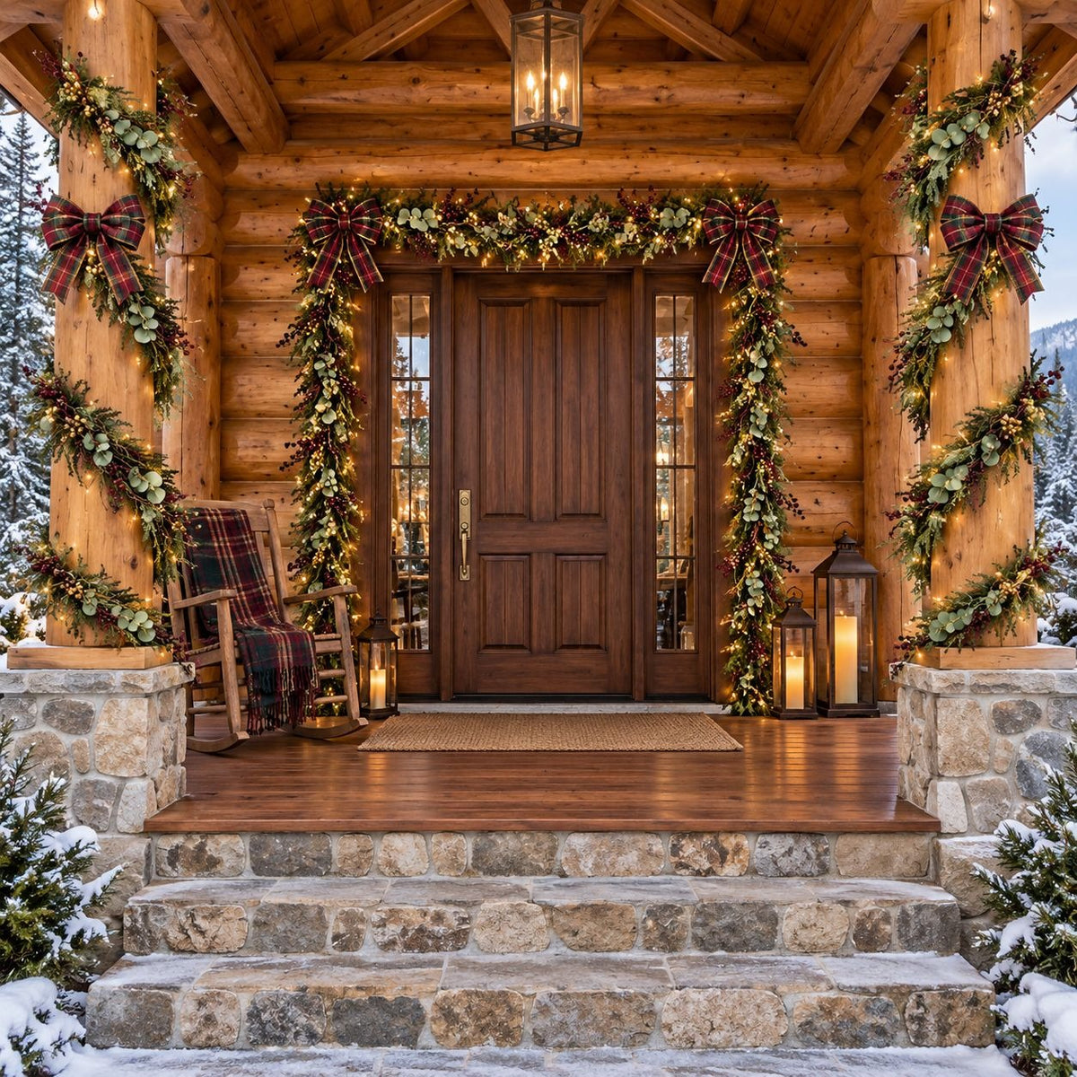 Faux Norfolk Pine & Eucalyptus Christmas Holiday Garland, 6 Ft Indoor Outdoor