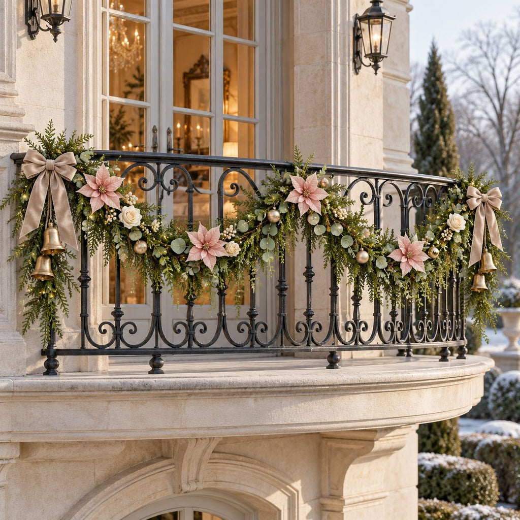 Faux Norfolk Pine & Eucalyptus Christmas Holiday Garland, 6 Ft Indoor Outdoor
