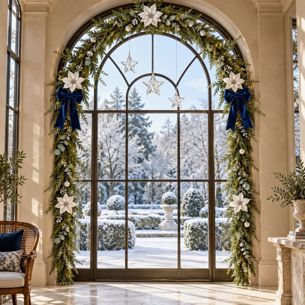 Faux Norfolk Pine & Eucalyptus Christmas Holiday Garland, 6 Ft Indoor Outdoor