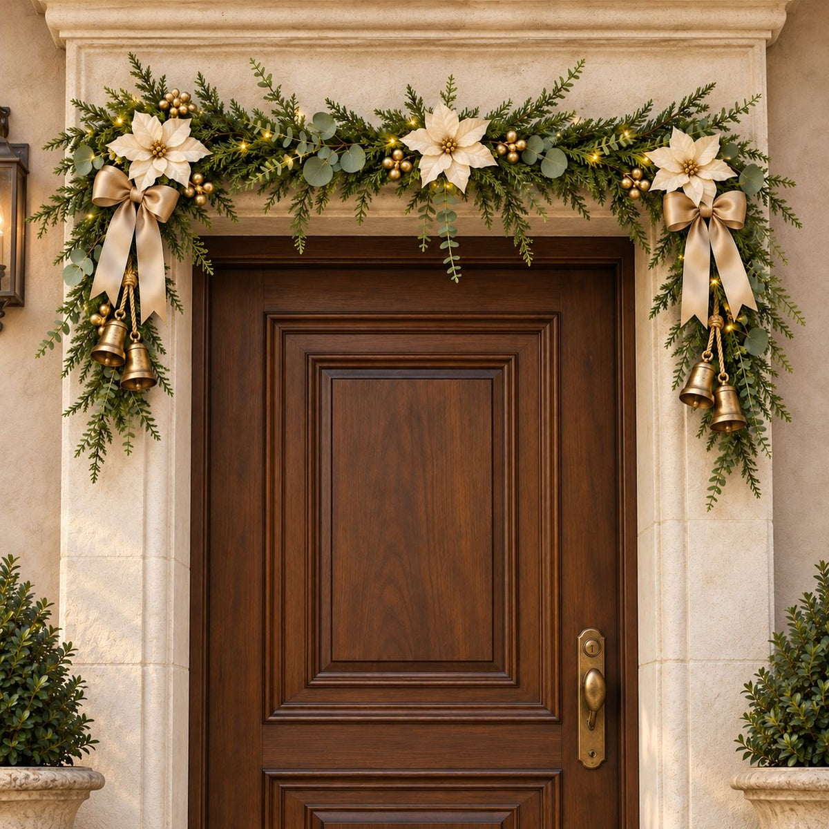 Faux Norfolk Pine & Eucalyptus Christmas Holiday Garland, 6 Ft Indoor Outdoor