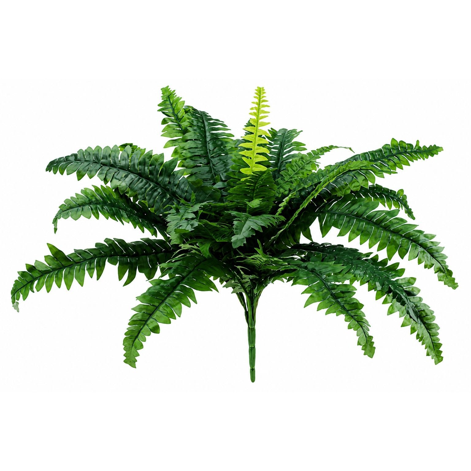 Set of 2 Faux Boston Fern Bushes 21 Inch Artificial Fern Greenery Bushes Realistic Indoor Outdoor Planter Filler Decor