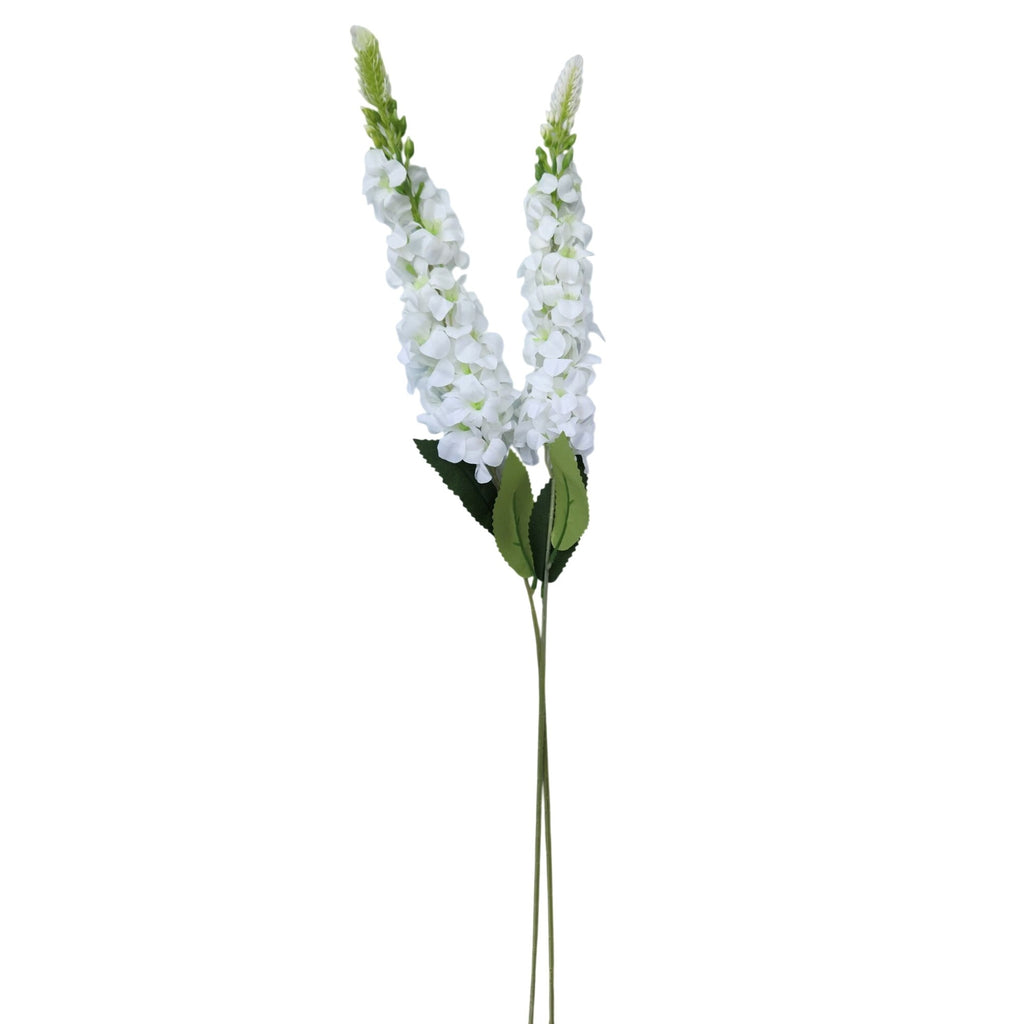 Artificial White Snapdragon Stems Set of 2 Tall Faux Flowers Centerpiece Decor