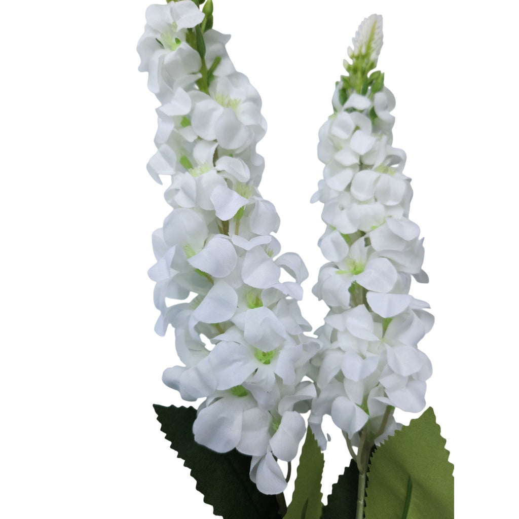 Artificial White Snapdragon Stems Set of 2 Tall Faux Flowers Centerpiece Decor