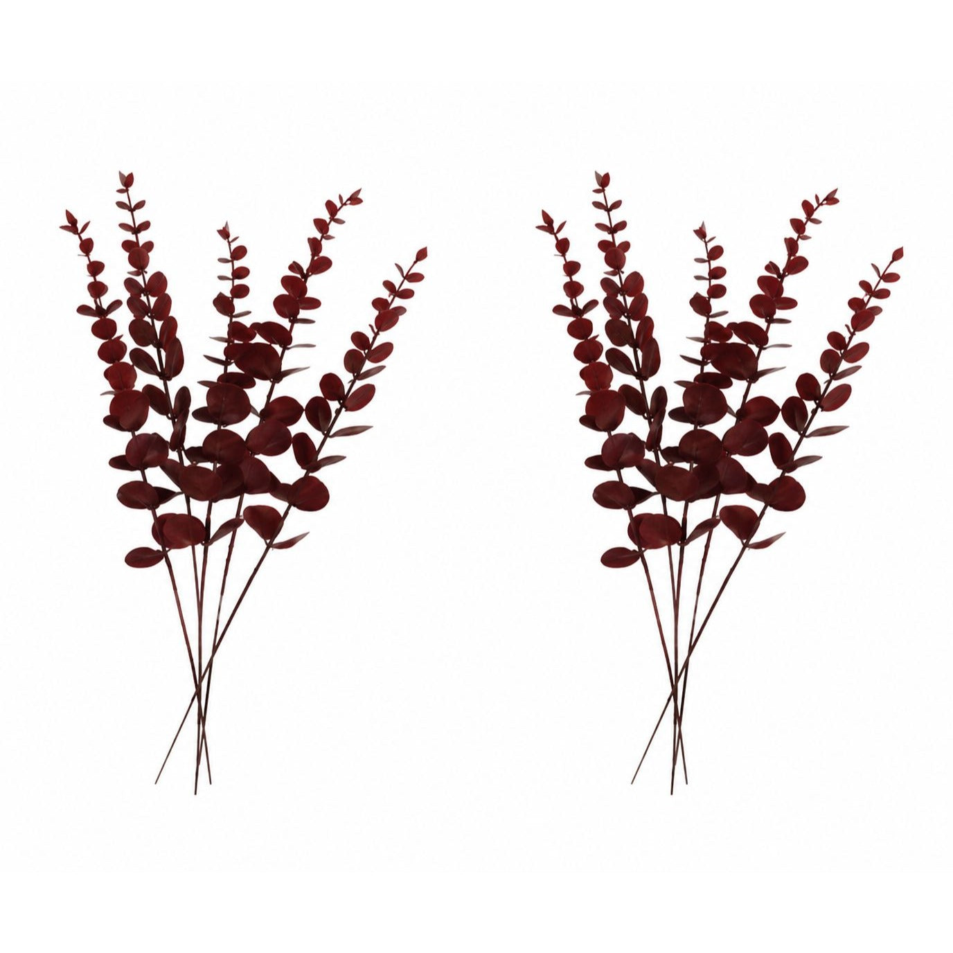 Burgundy Eucalyptus Stems Set of 10 Faux Eucalyptus Branches Dark Red Greenery Floral Picks Wedding Decor Vase Fillers Fall Arrangement