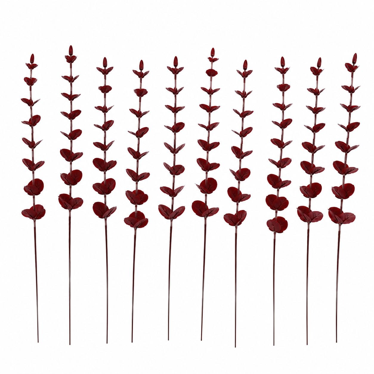 Burgundy Eucalyptus Stems Set of 10 Faux Eucalyptus Branches Dark Red Greenery Floral Picks Wedding Decor Vase Fillers Fall Arrangement