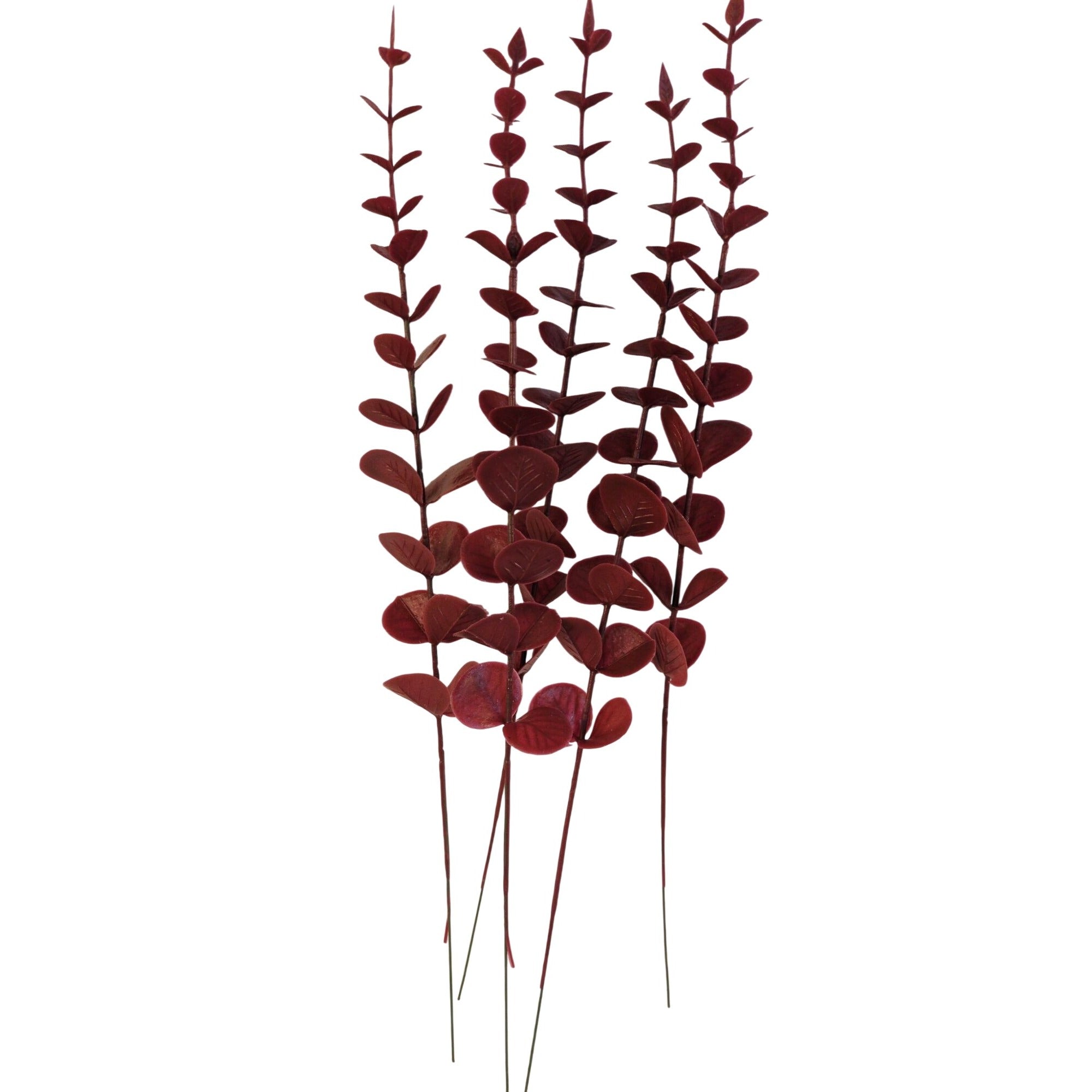 Burgundy Eucalyptus Stems Set of 10 Faux Eucalyptus Branches Dark Red Greenery Floral Picks Wedding Decor Vase Fillers Fall Arrangement