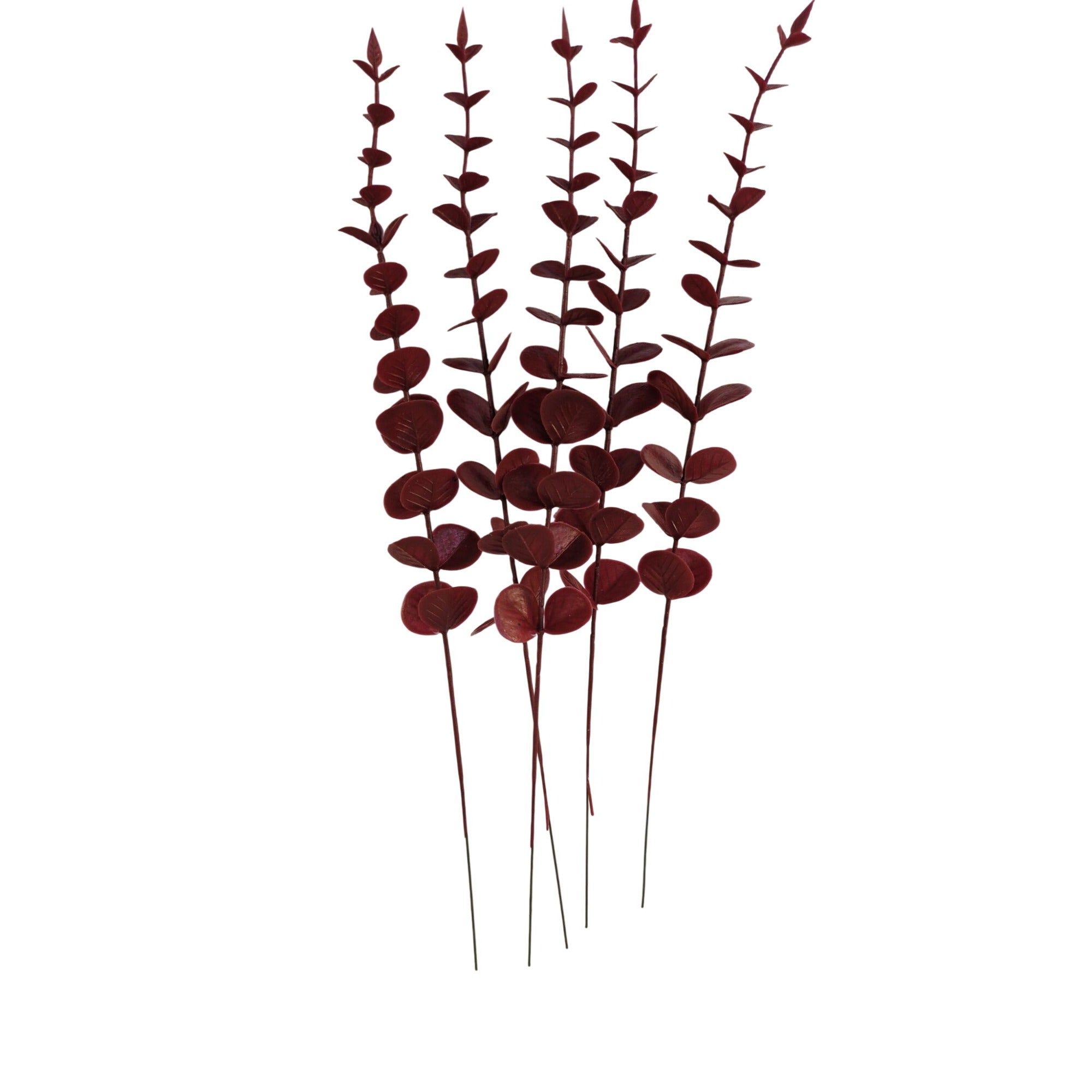 Burgundy Eucalyptus Stems Set of 10 Faux Eucalyptus Branches Dark Red Greenery Floral Picks Wedding Decor Vase Fillers Fall Arrangement