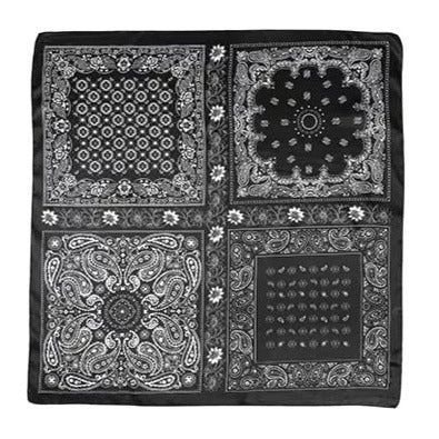 34x34 Black White Paisley Western Wild Rag Scarf