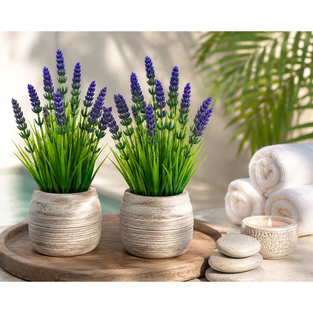 Faux Lavender Bunches UV Resistant Artificial Lavender Flowers Set of 2 Farmhouse Decor Outdoor Porch Decor Purple Floral