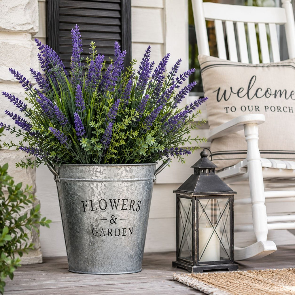 Faux Lavender Bunches UV Resistant Artificial Lavender Flowers Set of 2 Farmhouse Decor Outdoor Porch Decor Purple Floral