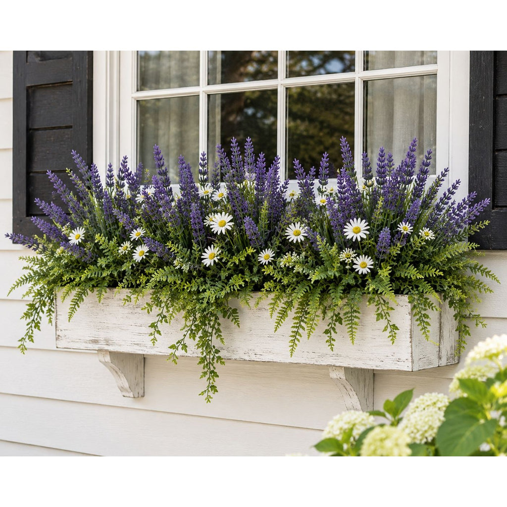 Faux Lavender Bunches UV Resistant Artificial Lavender Flowers Set of 2 Farmhouse Decor Outdoor Porch Decor Purple Floral