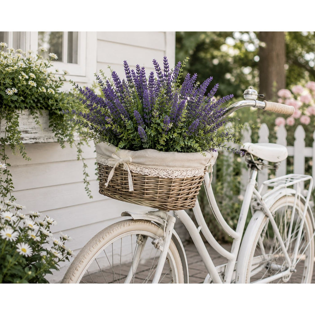 Faux Lavender Bunches UV Resistant Artificial Lavender Flowers Set of 2 Farmhouse Decor Outdoor Porch Decor Purple Floral