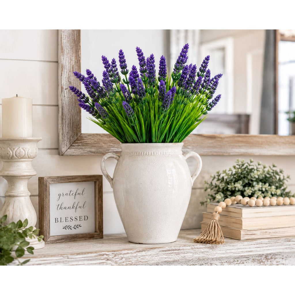Faux Lavender Bunches UV Resistant Artificial Lavender Flowers Set of 2 Farmhouse Decor Outdoor Porch Decor Purple Floral