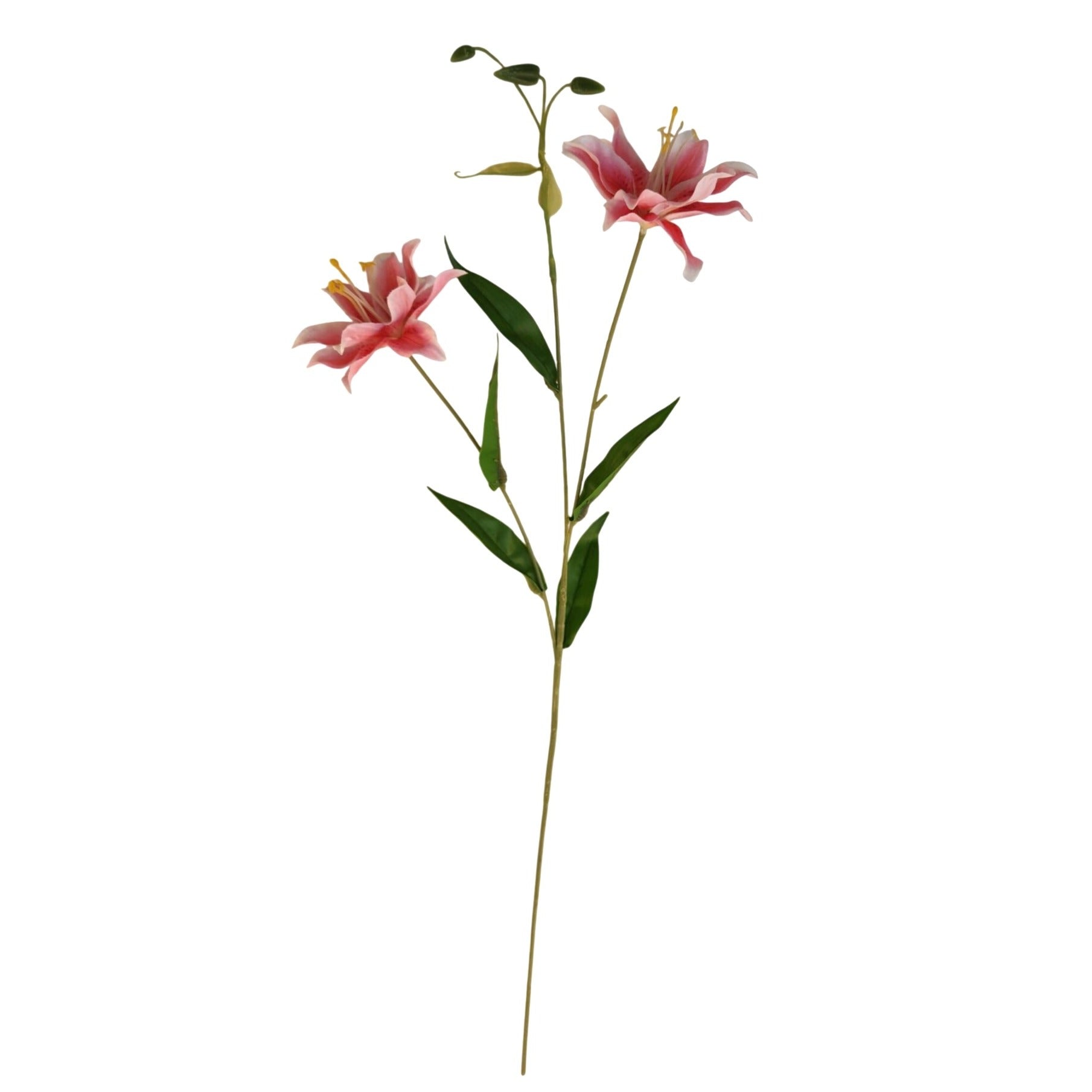 Luxury Artificial Hot Pink Lily Stem 27 Inch | Faux Asiatic Lily with Buds | Symbolic Wedding Floral | Elegant Home Decor