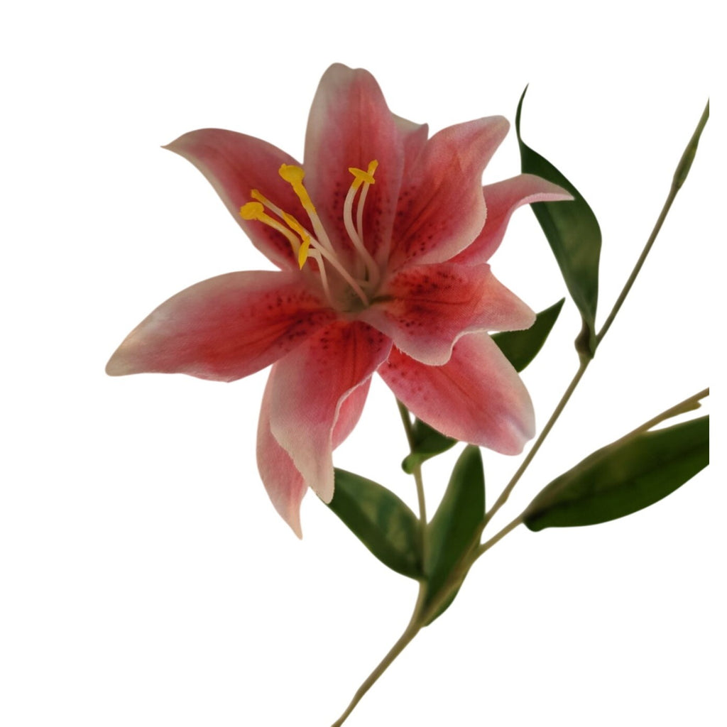 Luxury Artificial Hot Pink Lily Stem 27 Inch | Faux Asiatic Lily with Buds | Symbolic Wedding Floral | Elegant Home Decor