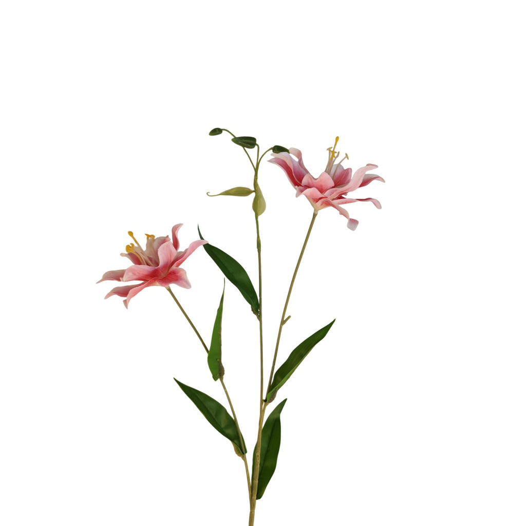 Luxury Artificial Hot Pink Lily Stem 27 Inch | Faux Asiatic Lily with Buds | Symbolic Wedding Floral | Elegant Home Decor