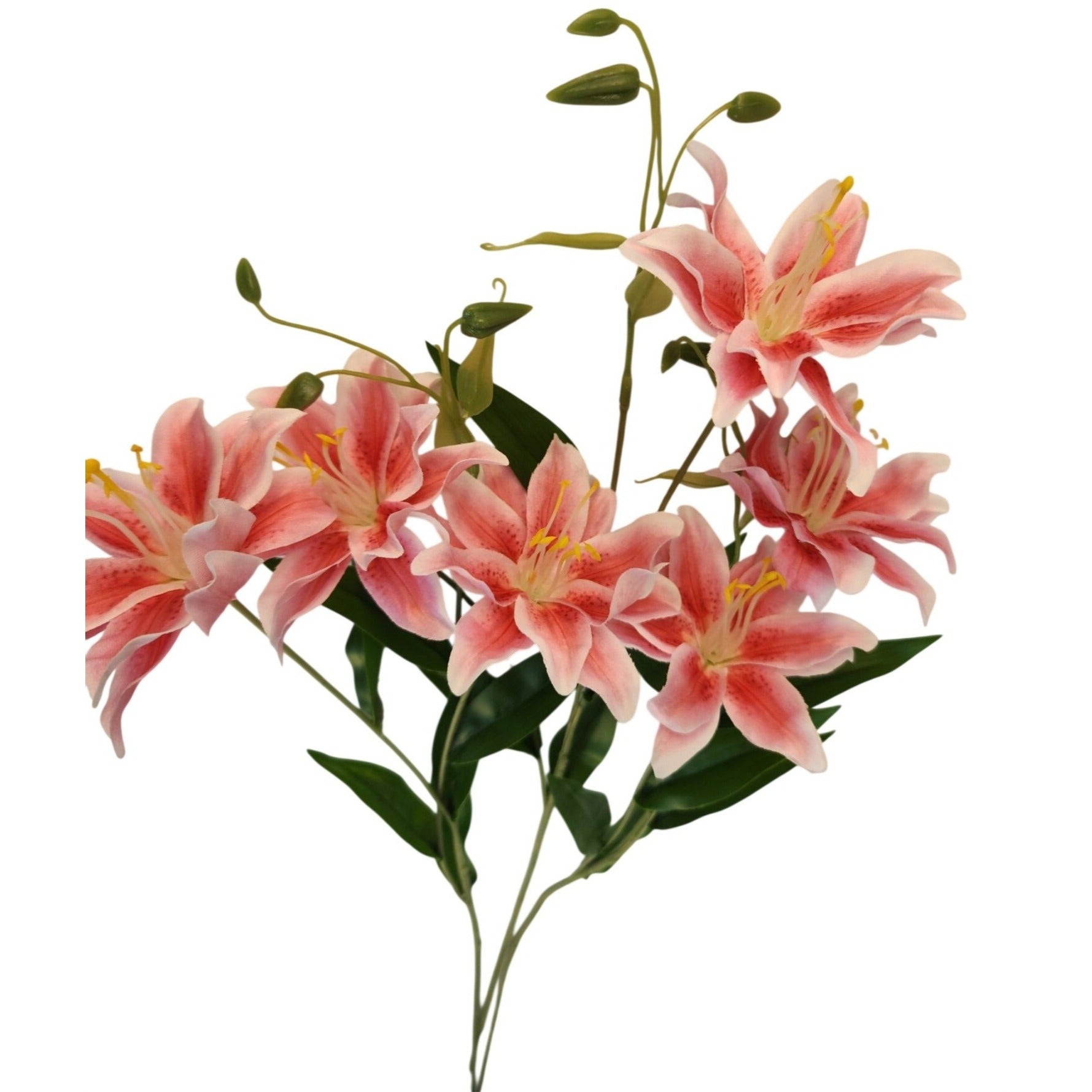 Luxury Artificial Hot Pink Lily Stem 27 Inch | Faux Asiatic Lily with Buds | Symbolic Wedding Floral | Elegant Home Decor