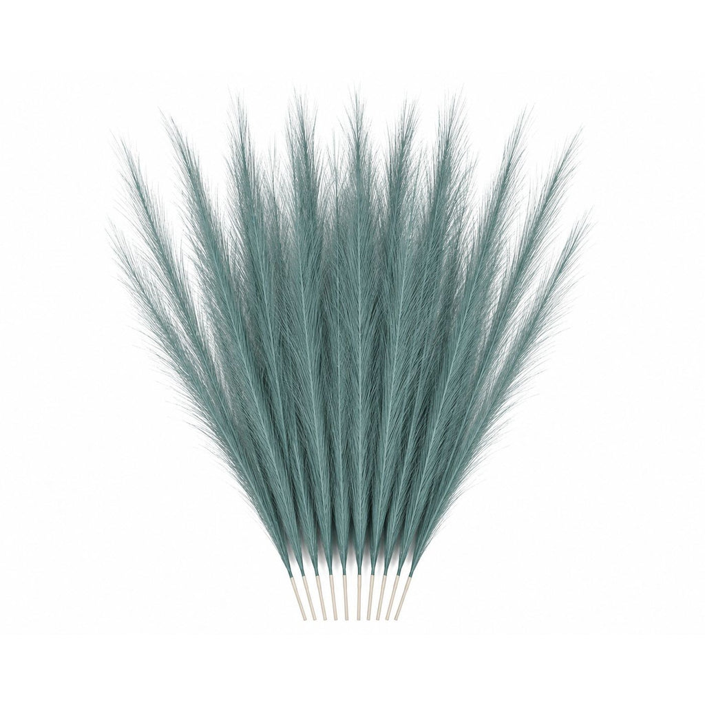 Teal Pampas Grass Stems 13 Pc Wispy Artificial Filler Grass 16 Inch Faux Floral Swag Wreath Vase Decor