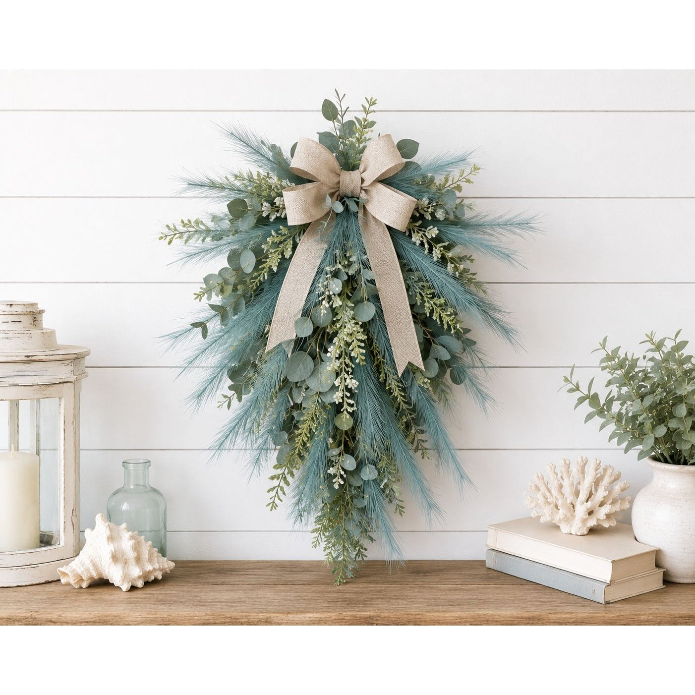 Teal Pampas Grass Stems 13 Pc Wispy Artificial Filler Grass 16 Inch Faux Floral Swag Wreath Vase Decor