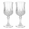 Vintage Cristal D'Arques Longchamp Wine Goblets Set of 2 French Crystal Wine Glasses Diamond Cut Stemware Made in France