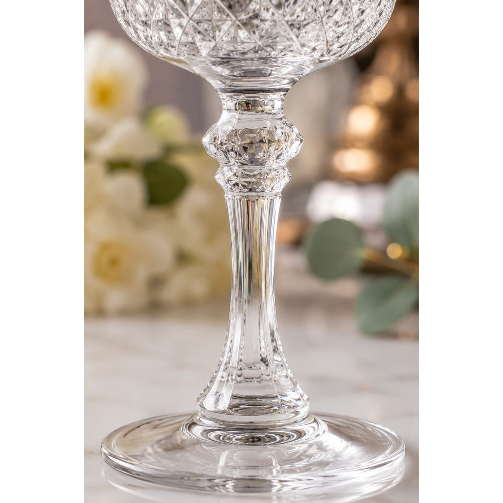 Vintage Cristal D'Arques Longchamp Wine Goblets Set of 2 French Crystal Wine Glasses Diamond Cut Stemware Made in France