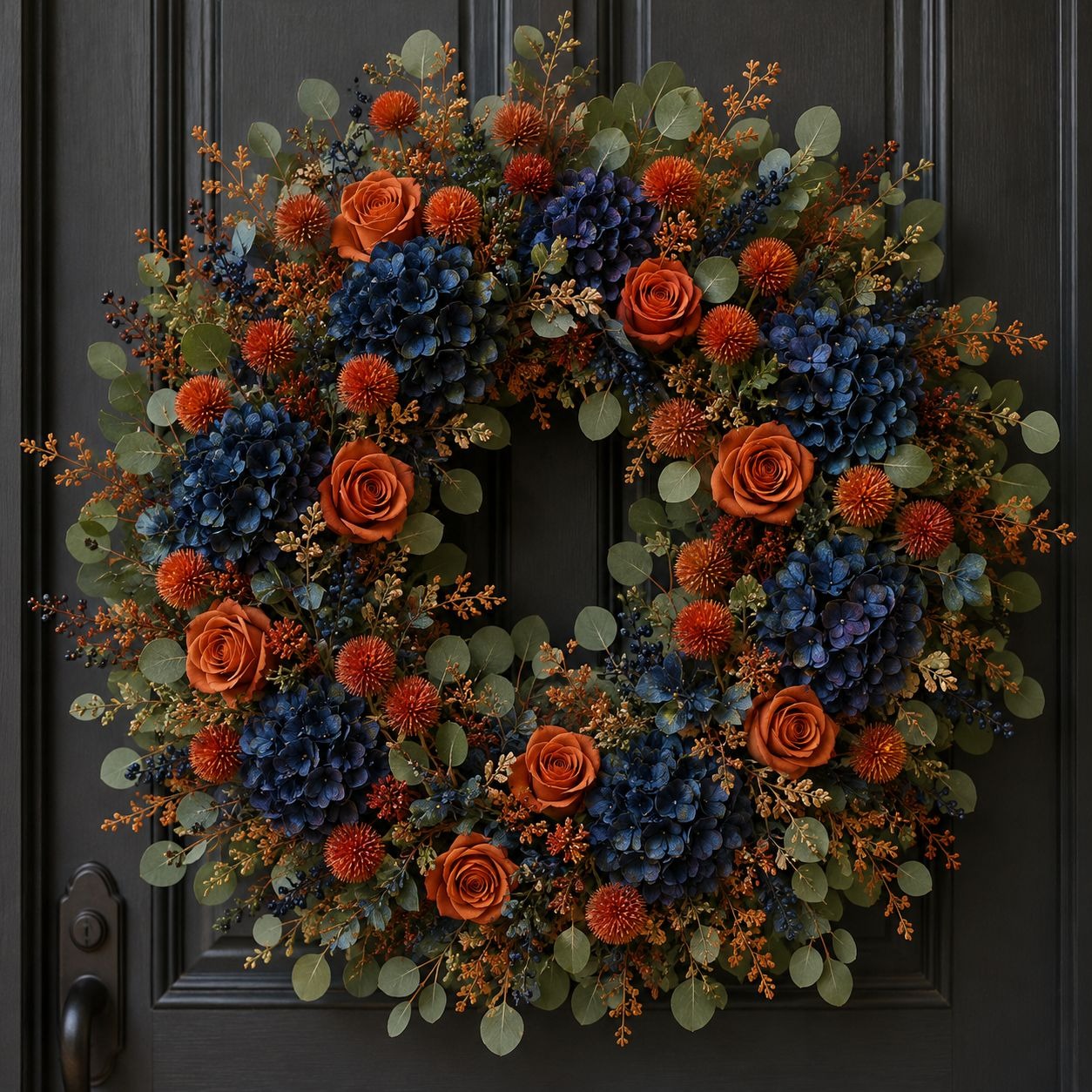 Artificial Orange Pom Pom Thistle Stem Faux Fall Flower Spray Autumn Floral Pick Wreath Supply Vase Filler Thanksgiving Farmhouse Decor