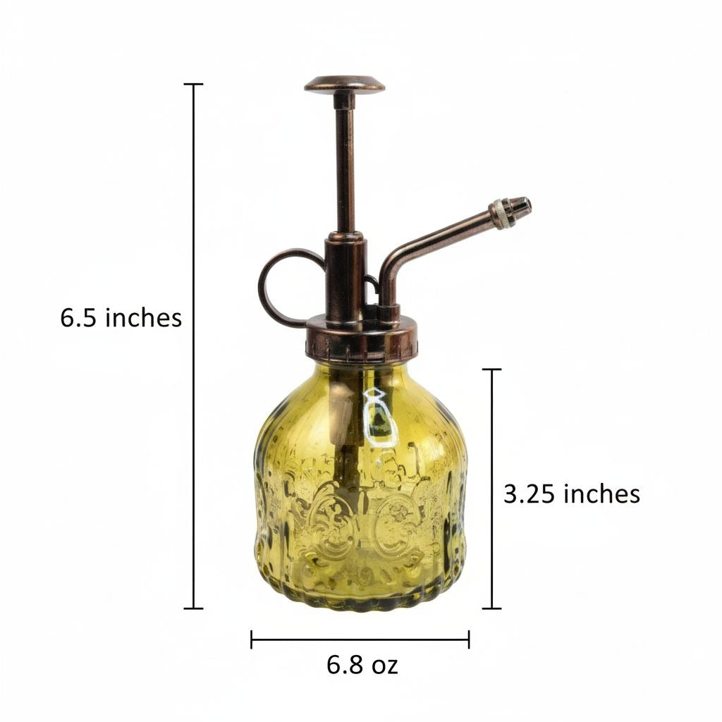Olive Green Glass Orchid Mister 6.8 oz Air Plant Fine Mist Spray Bottle
