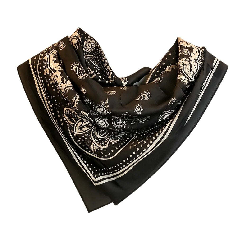 Black Paisley Square Scarf Bandana Wild Rag Neck Head Wrap 27 in
