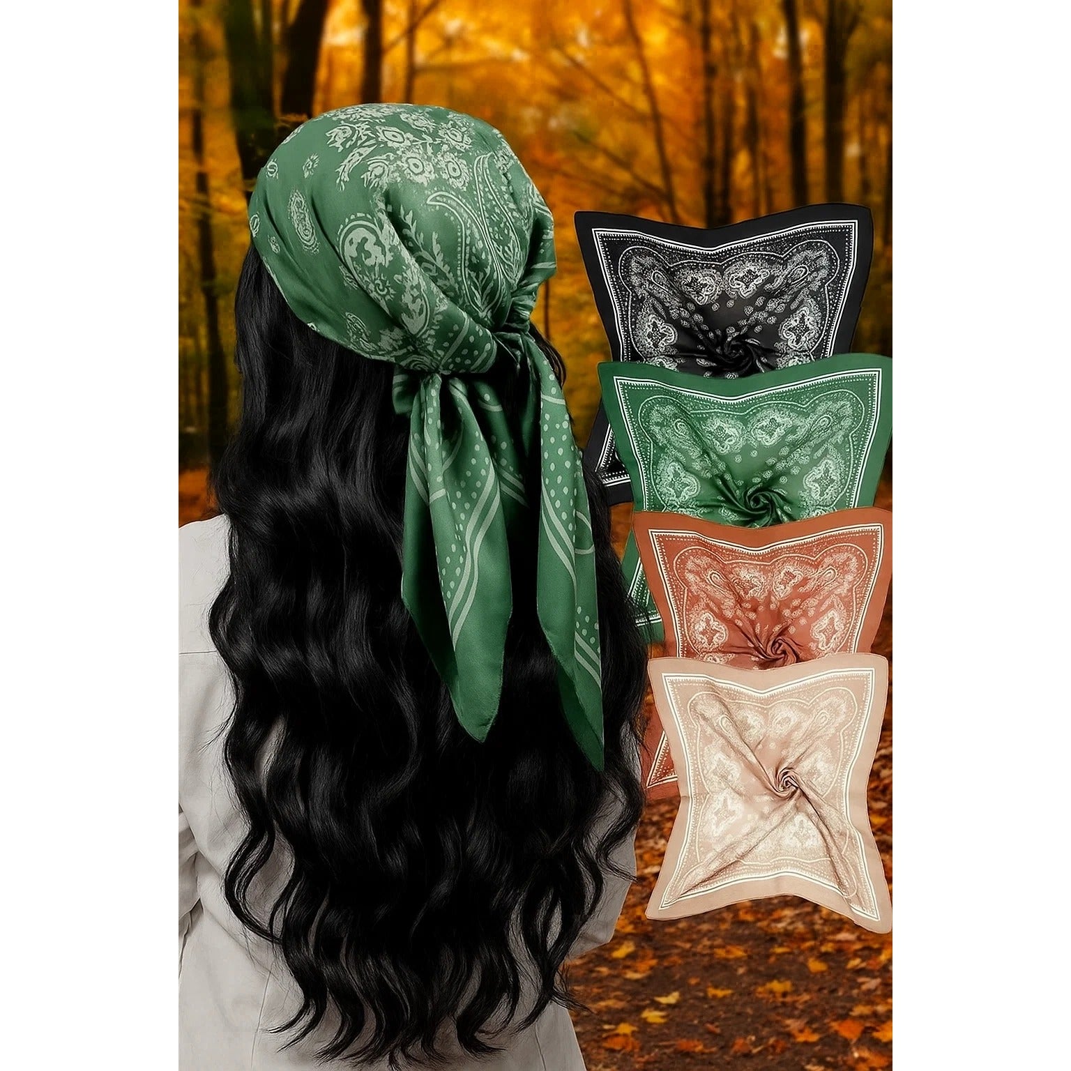 Black Paisley Square Scarf Bandana Wild Rag Neck Head Wrap 27 in