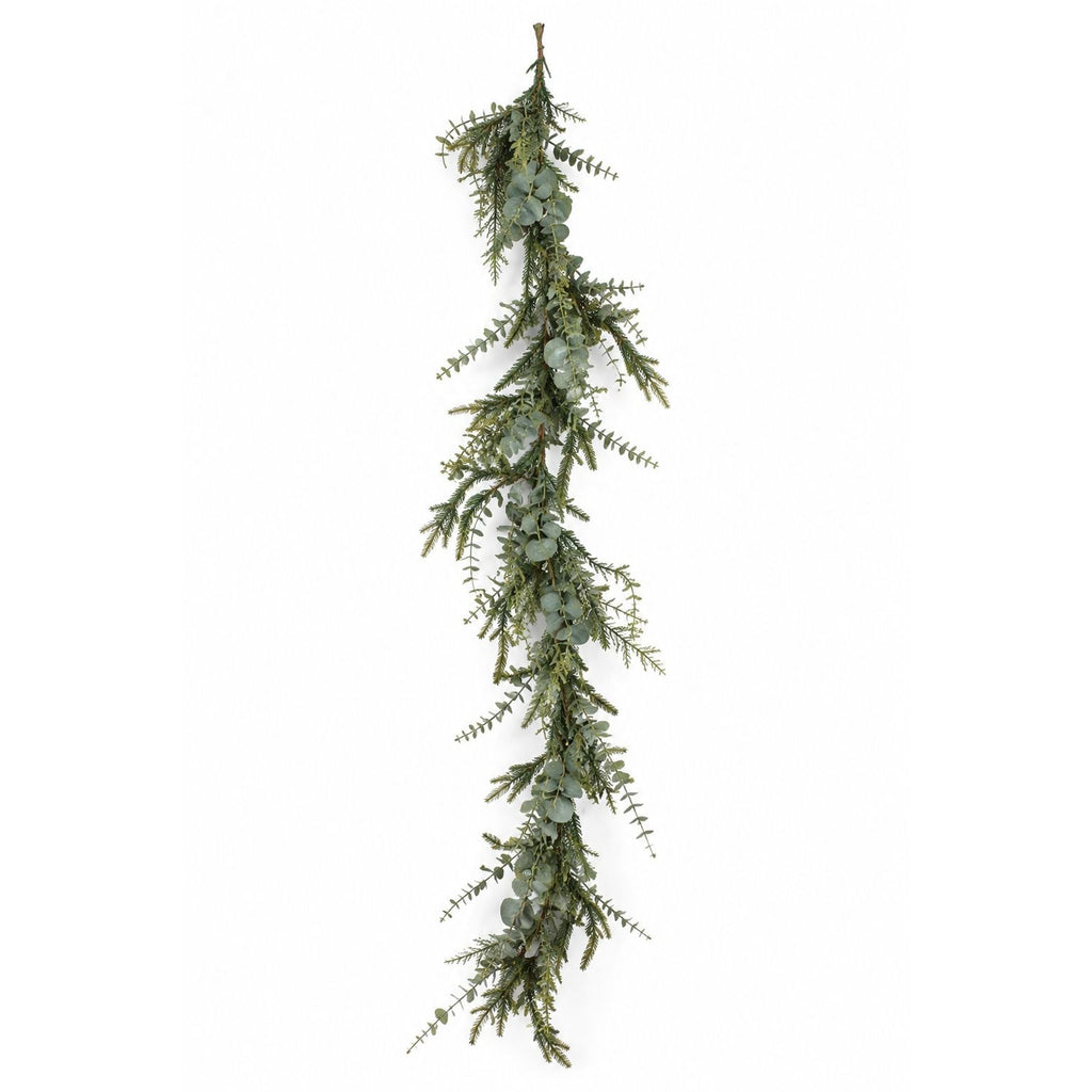 Norfolk Pine Eucalyptus Garland 6ft Faux Christmas Garland Mantel Garland Winter Greenery Wedding Arch Decor Table Centerpiece