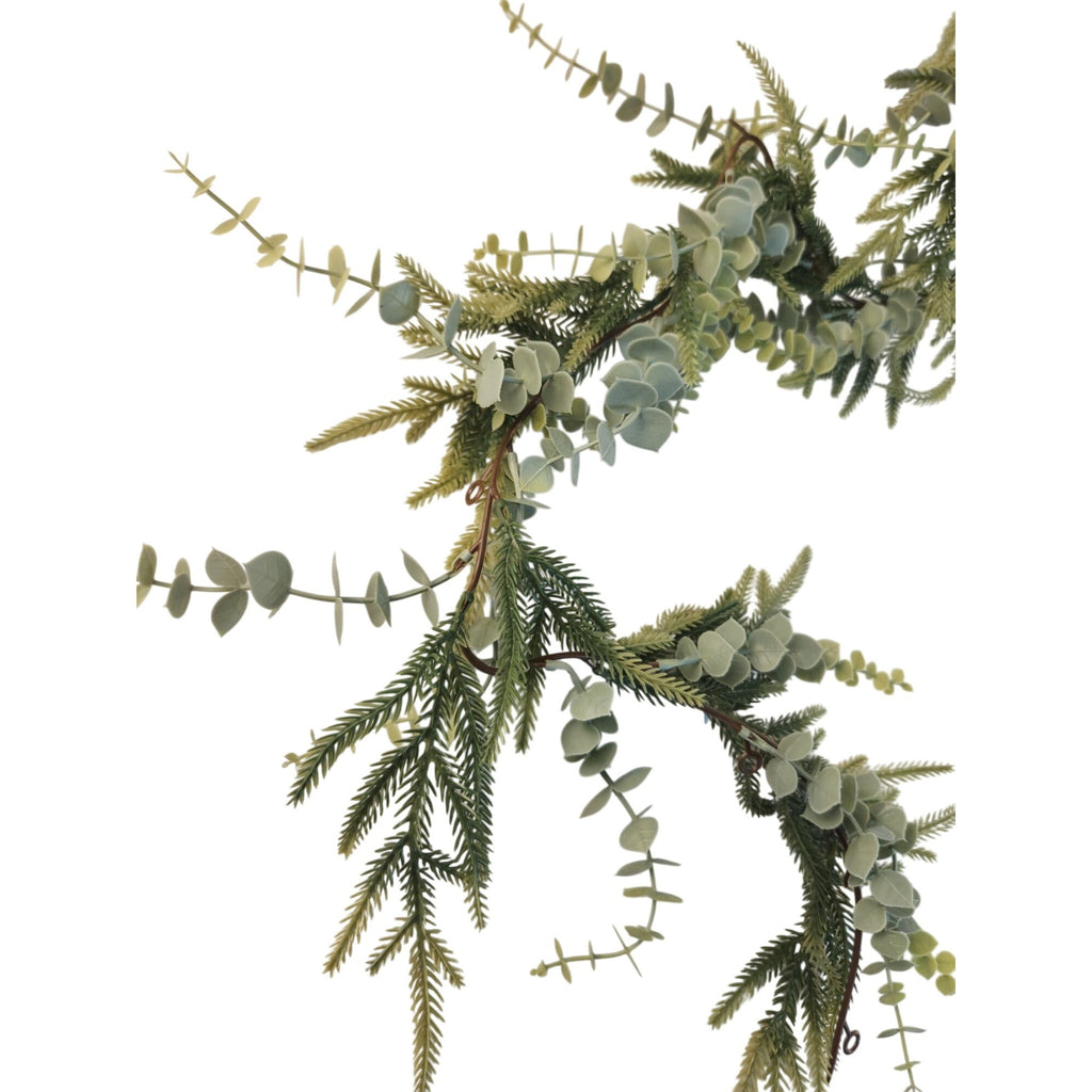 Norfolk Pine Eucalyptus Garland 6ft Faux Christmas Garland Mantel Garland Winter Greenery Wedding Arch Decor Table Centerpiece