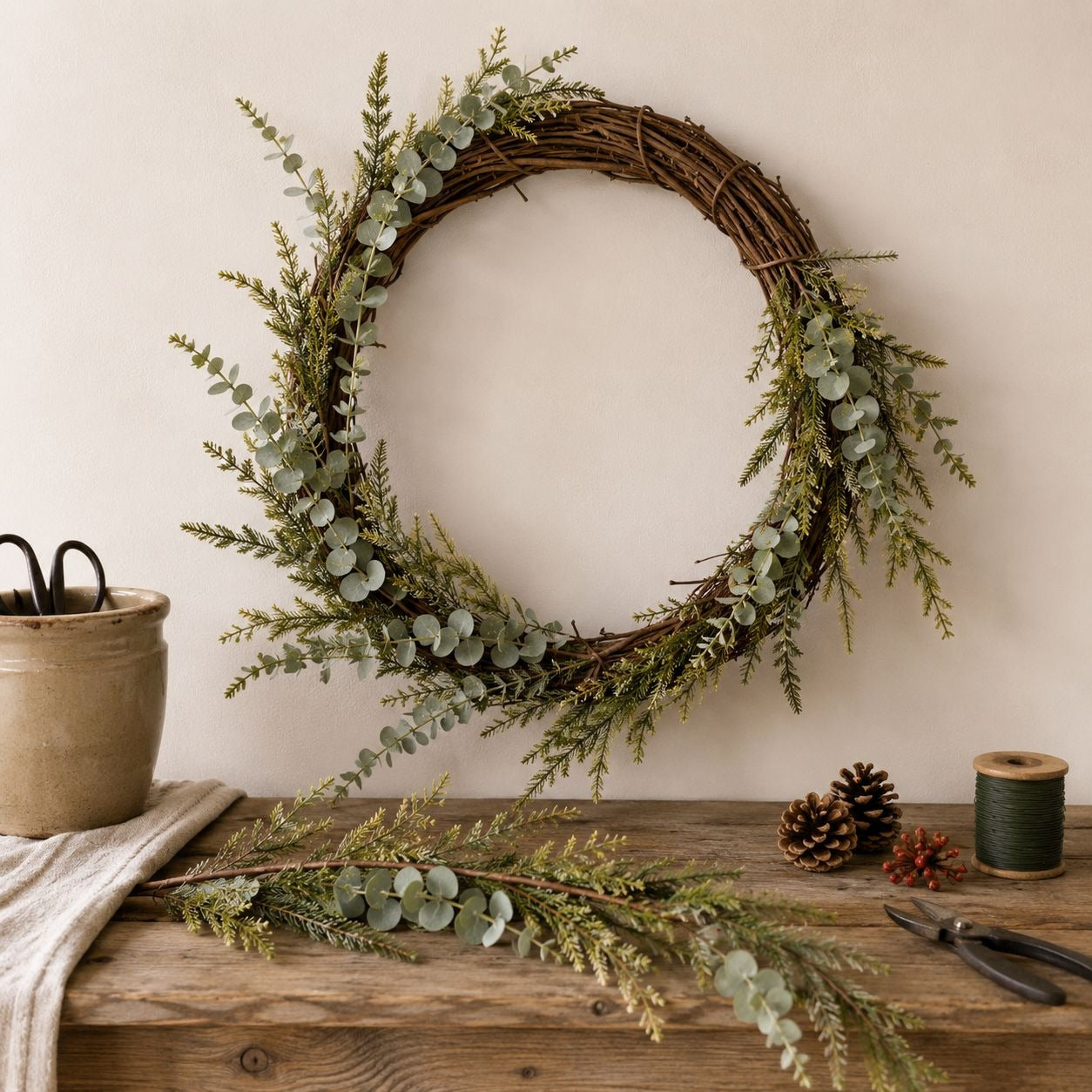 Norfolk Pine Eucalyptus Garland 6ft Faux Christmas Garland Mantel Garland Winter Greenery Wedding Arch Decor Table Centerpiece