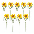 Artificial Yellow Orchid Stems Set of 9 Single Bloom 13 Inch Faux Silk Wedding Flowers