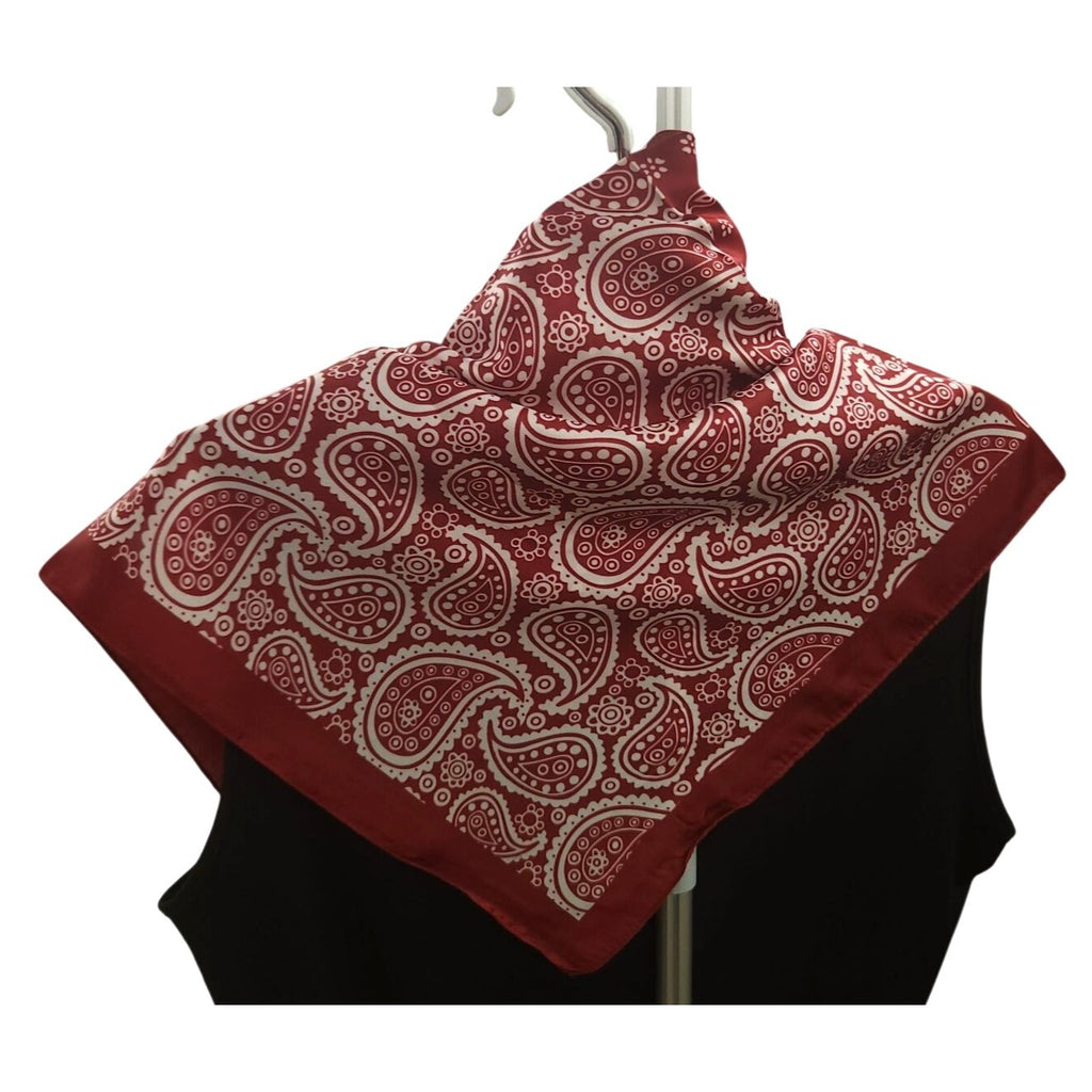 Red Patchwork Paisley Polka Dot Handkerchief Bandana 20" Retro Scarf Square
