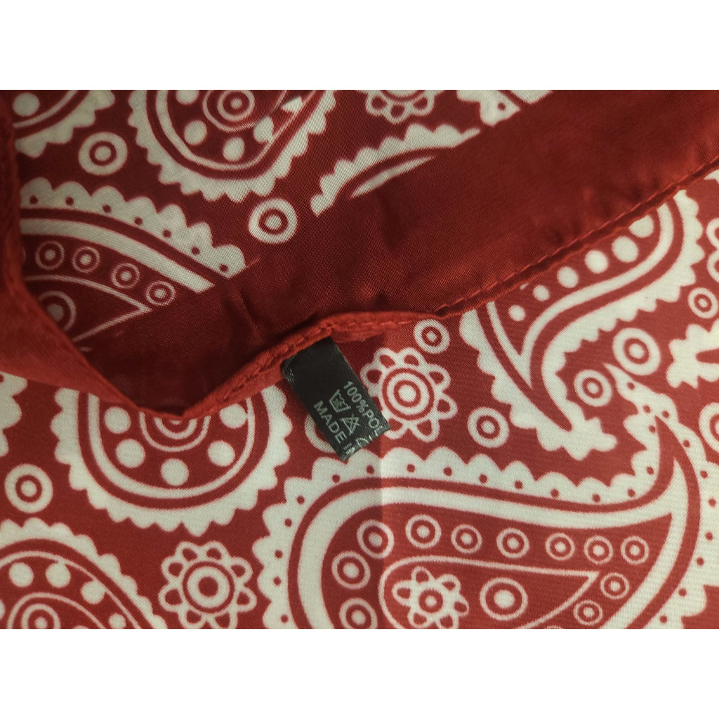 Red Patchwork Paisley Polka Dot Handkerchief Bandana 20" Retro Scarf Square
