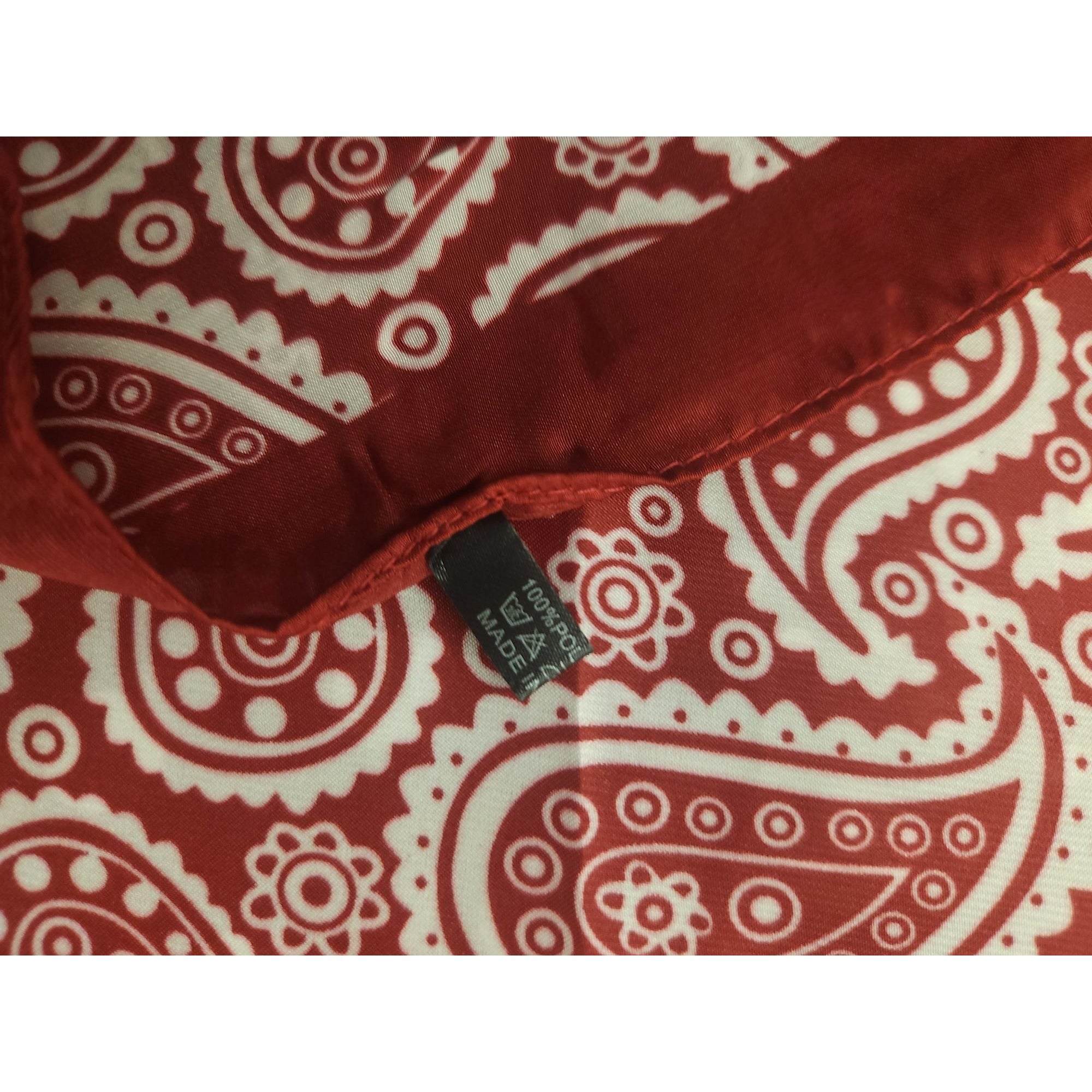 Red Patchwork Paisley Polka Dot Handkerchief Bandana 20" Retro Scarf Square