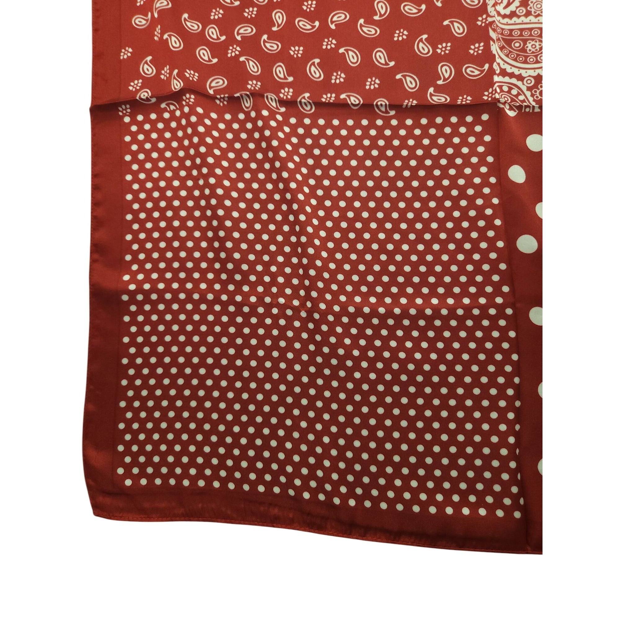 Red Patchwork Paisley Polka Dot Handkerchief Bandana 20" Retro Scarf Square