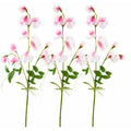 Pink White Artificial Sweet Pea Branch Stems Set of 3 30 Inch Faux Silk Flowers Wedding Floral Decor