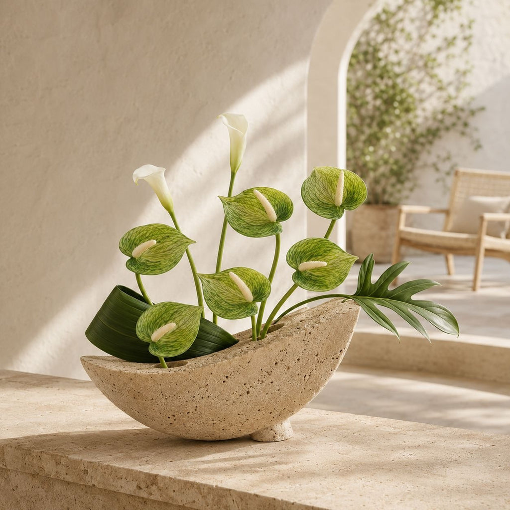 Soft Green Artificial Anthurium Stems | Set of 6 | 11 Inch Real Touch Flowers
