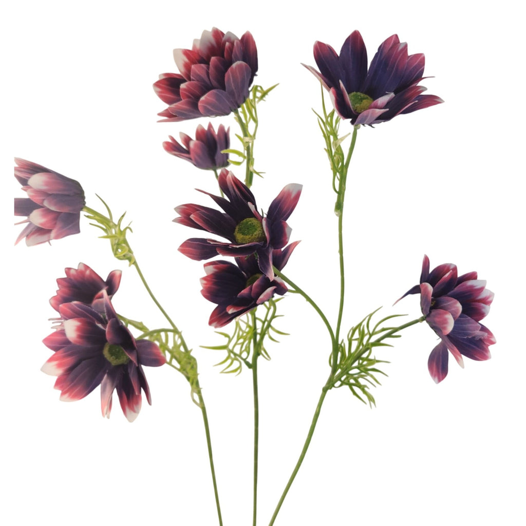 Purple Artificial African Daisy Stems Set of 3 25 Inch Real Touch Flowers for Vase Decor Floral Arrangements