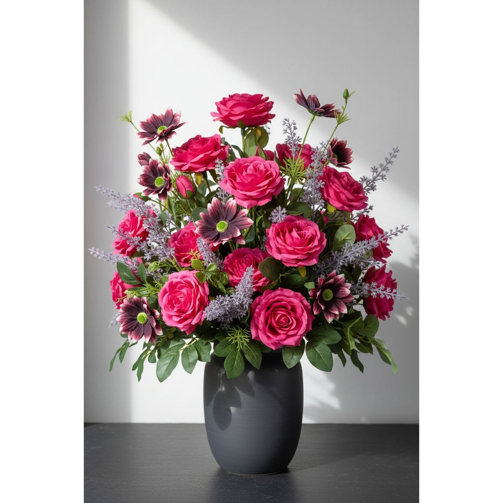 Purple Artificial African Daisy Stems Set of 3 25 Inch Real Touch Flowers for Vase Decor Floral Arrangements