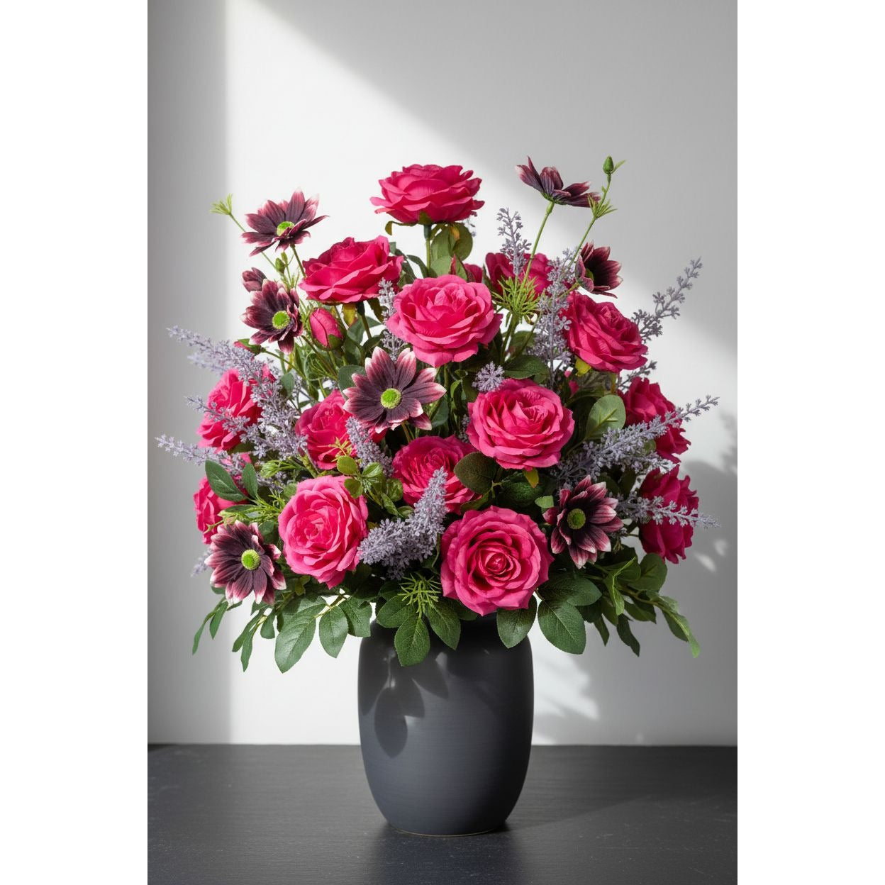 Purple Artificial African Daisy Stems Set of 3 25 Inch Real Touch Flowers for Vase Decor Floral Arrangements