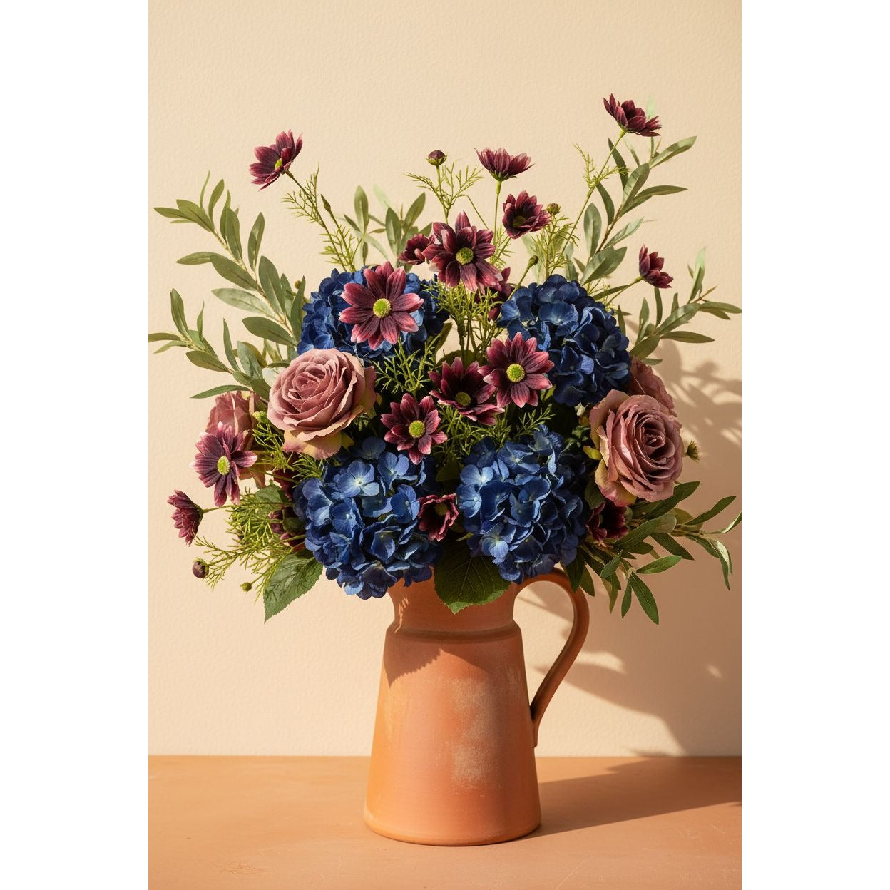 Purple Artificial African Daisy Stems Set of 3 25 Inch Real Touch Flowers for Vase Decor Floral Arrangements