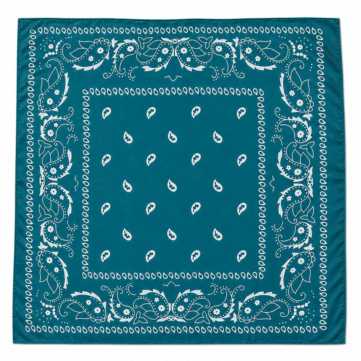 Teal Blue Paisley Bandana Scarf 35x35 Satin Feel Square Wrap Hair Scarf Neck Scarf Head Wrap
