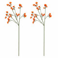 Orange Wax Flower Style Stems Set of 2 26 Inch Faux Floral Filler Fall Wedding Wreath Bouquet Decor