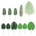 Faux Palm and Monstera Leaves, 11-Stem Mixed Tropical Greenery Craft Set