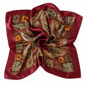 35x35 Burgundy Paisley Satin Square Scarf Western Hair Scarf Head Scarf Boho